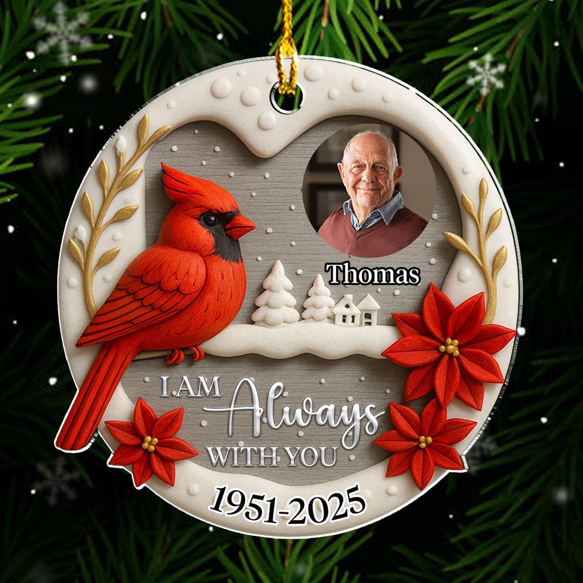 Always in My Mind Personalized Custom Photo Acrylic Ornament – Heartfelt Gift for Loss of Loved Ones, Christmas Home Decoration