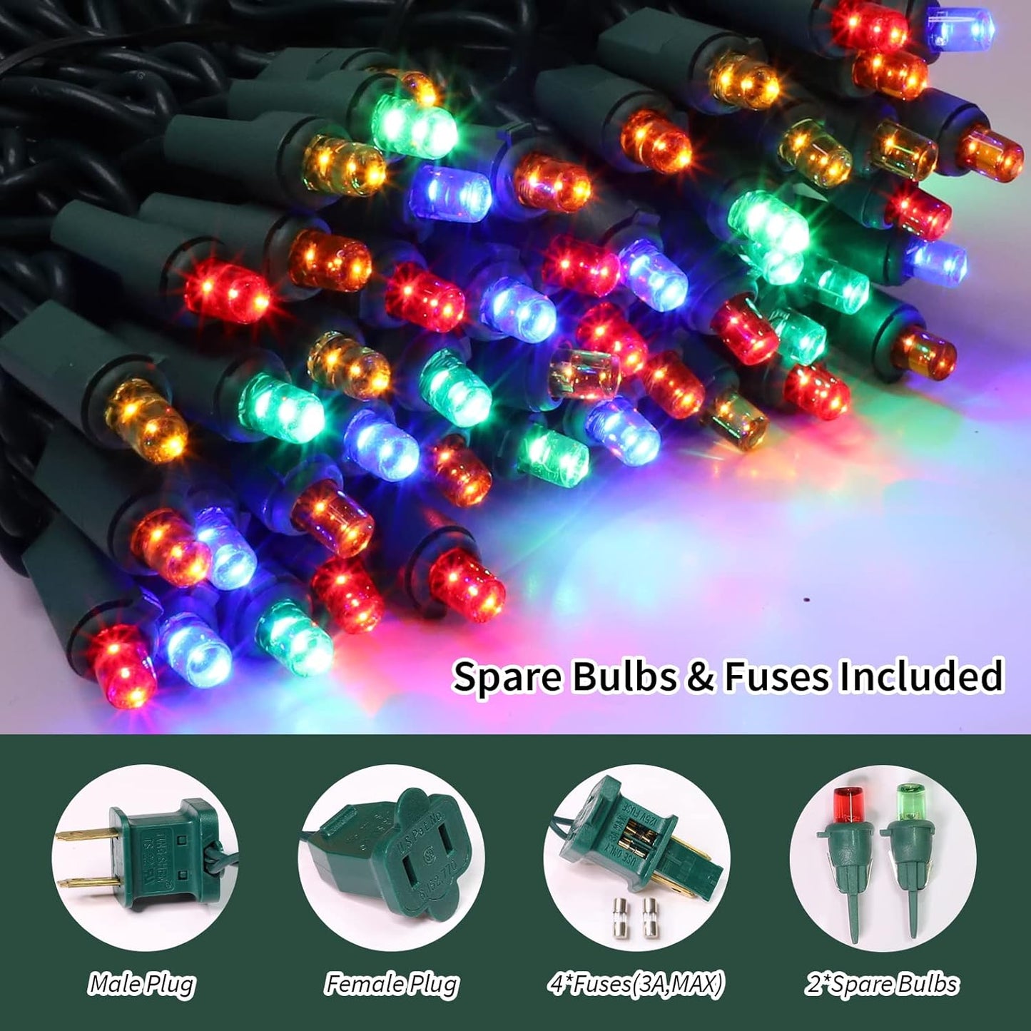 100 Count Multicolor- String Lights - 21.6FT LED Christmas Lights, Mini led Lights for Indoor Outdoor Home Holiday Party Wedding Independence Day Decoration