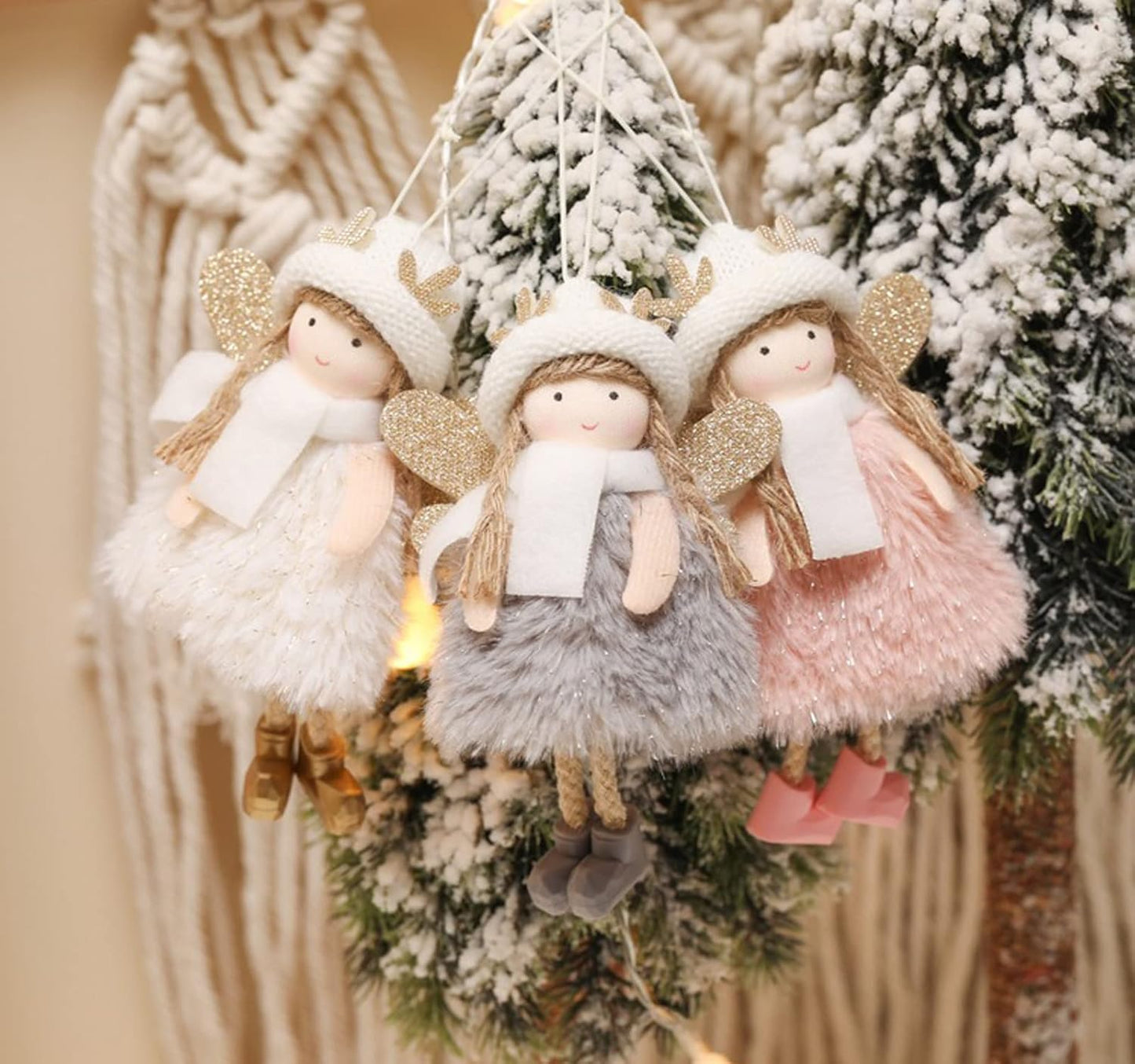 3pcs Christmas Angel Doll Decoration, Christmas Tree Hanging Ornaments, Thanksgiving Day Birthday Gifts, Fairy Presents, Tree Hanging Pendant, Home Party Ornament, Gift Toys for Kids