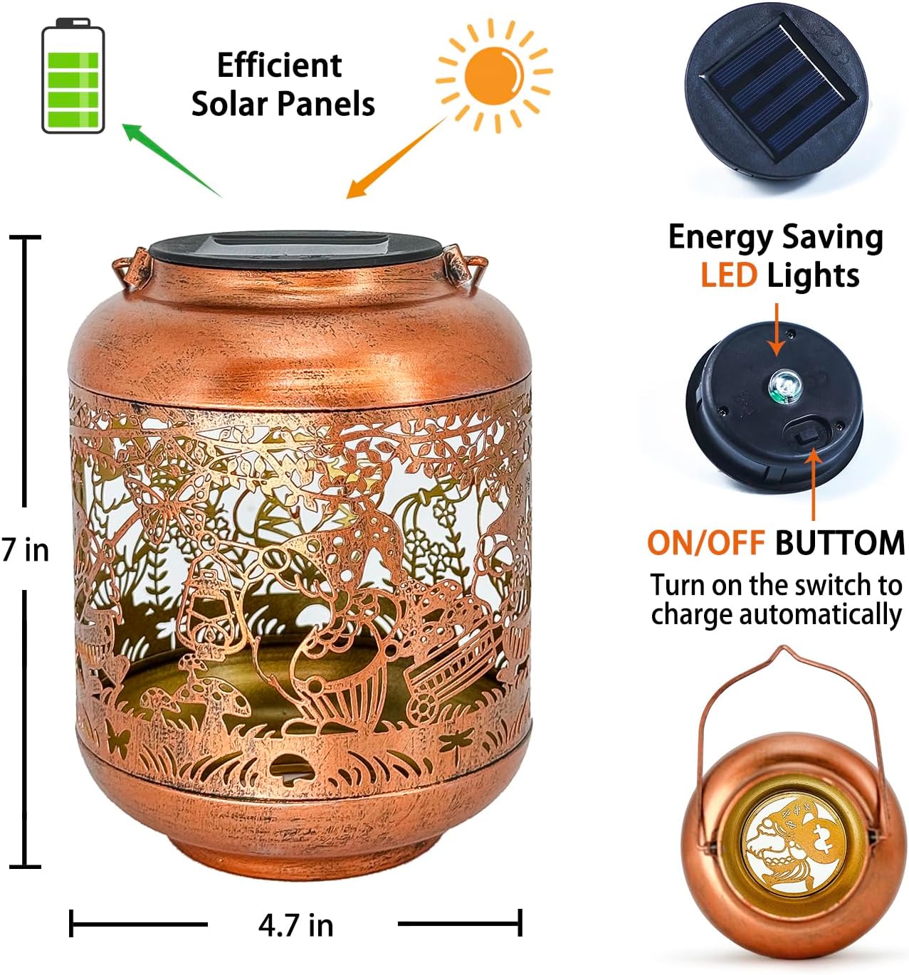 Gnomes Solar Lanterns Outdoor Waterproof,Hanging Solar Lights Gnome Gifts for Women Metal LED Decorative Light for Yard,Patio,Lawn,Tabletop,Pathway,Landscape,Garden Gnomes Decor