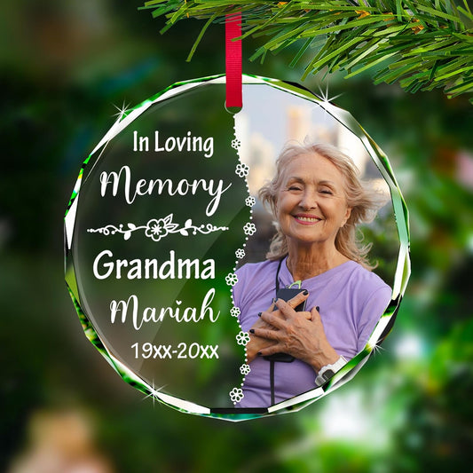 Personalized Christmas Ornament with Photo - Custom in Loving Memory Picture Ornaments, Customized Memorial Hanging Ornament, Sympathy Keepsake Gift for Loss of Loved One