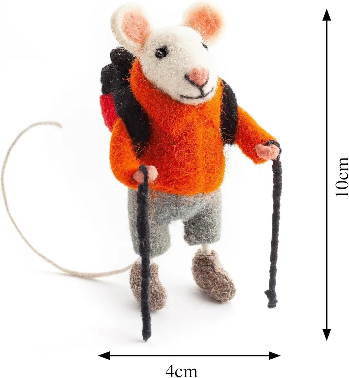 | Hand-Felted Hiking Mouse | Organic Wool Home Decor | Fair Trade Plush Animal Ornament | Gift for Any Occasion | Perfect for New Spaces & Home Accessories