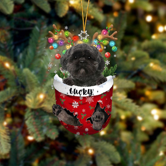 Lhasa Apso Dog Christmas Ornament, Lhasa Apso in Snow Pocket Christmas Tree Ornament, Dog Lovers Gift Idea Xmas Decor, Christmas Decorations for Tree, Christmas Ornament Gift for Dog Lovers