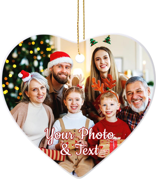 Personalized Christmas Ornaments 2025, Ceramic Custom Photo Text Hanging Ornament Customized Christmas Tree Decorations Gift for Family, Kids, Friends, Couples, Wedding