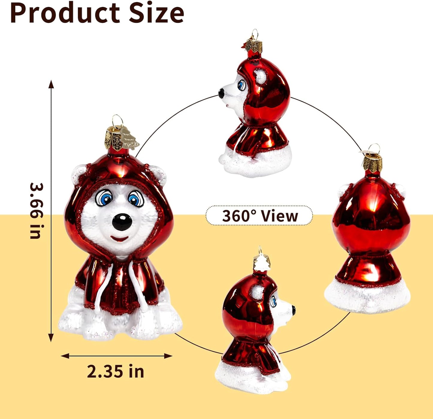 Christmas Ornaments,Glass Blown Ornaments for Tree,Personalized Polar Bear Collection Hanging Ornaments,Christmas Decorations for Xmas Tree Holiday Party Gifts(Polar Bear)