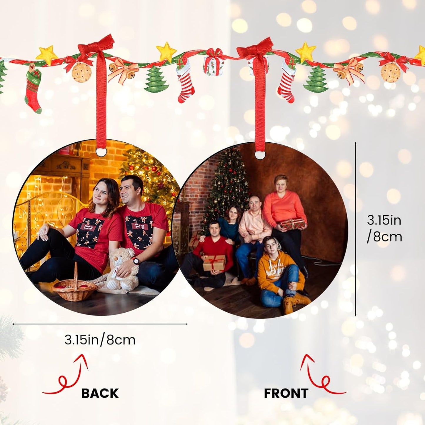 Personalized Christmas Ornaments 2025 Customized with Photo Text Ornament Keepsake Pet First Christmas Ornament Bulk Custom Wooden Xmas Tree Decorations, Wood Round