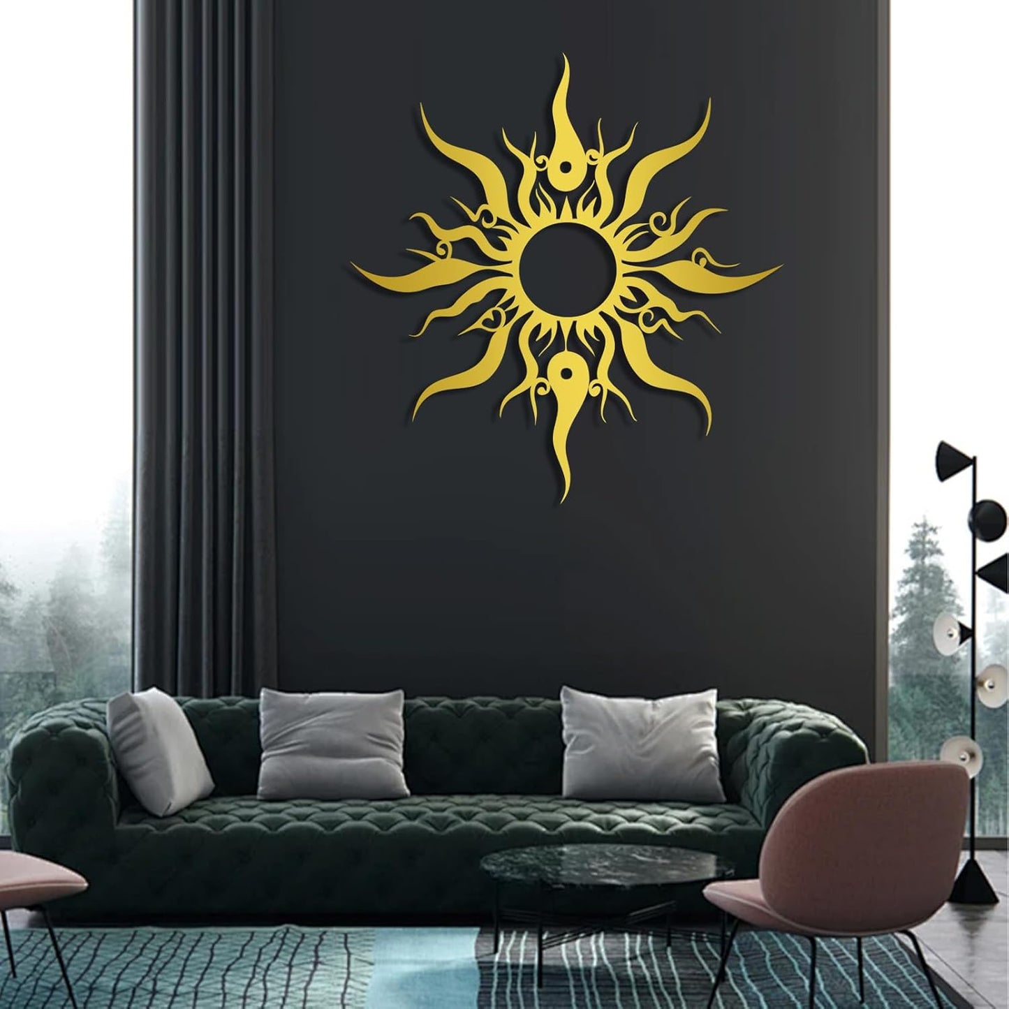Hotuijxca Metal Wacky Sun Wall Art, Wacky Sun Metal Decor for Livingroom, Bedroom (White, 24"x23"/60x58cm, metal wall art)