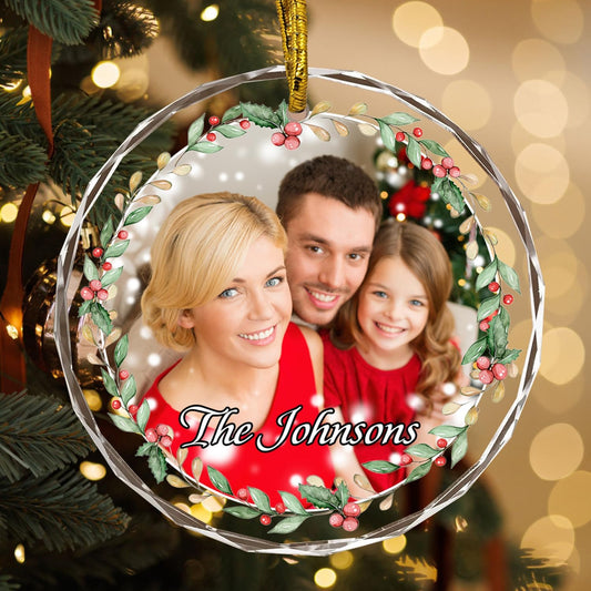 Christmas Tree Decor, Personalized Crystal Photo Ornaments, Custom Ornaments for Family/Child, Decorative Hanging Pendant, Design Your Own Picture, Gifts for Mom/Dad