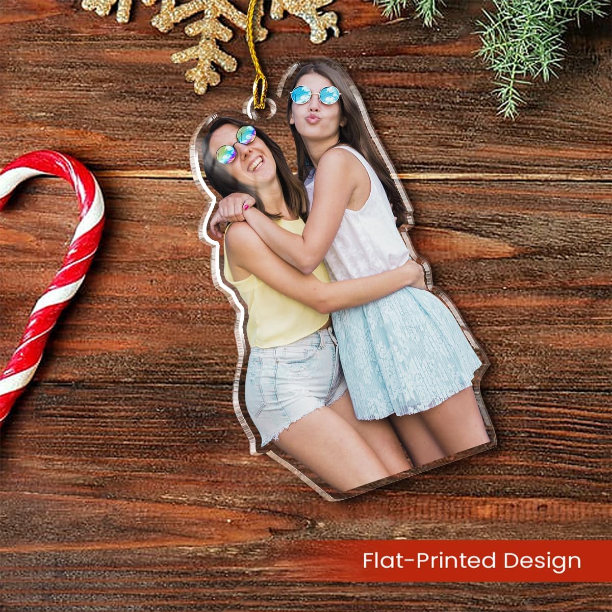 Personalized Best Friend Photo Ornament - Customized Besties Picture Shaped Acrylic Ornaments, Gift for Friends Bestie, Custom Christmas Ornaments
