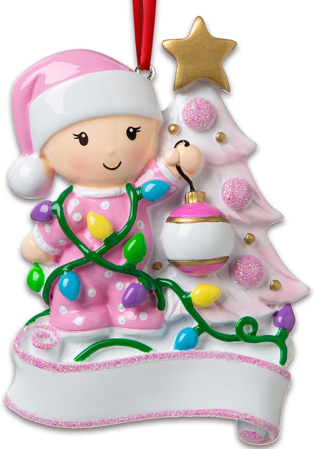 Personalized 2nd Christmas Ornament 2025 | Custom Name & Year | Baby Girl Toddler Decorating Tree with Ornaments | Cute Keepsake for Granddaughter, Babys First, Second, 3rd, Baby's Little Great Kids