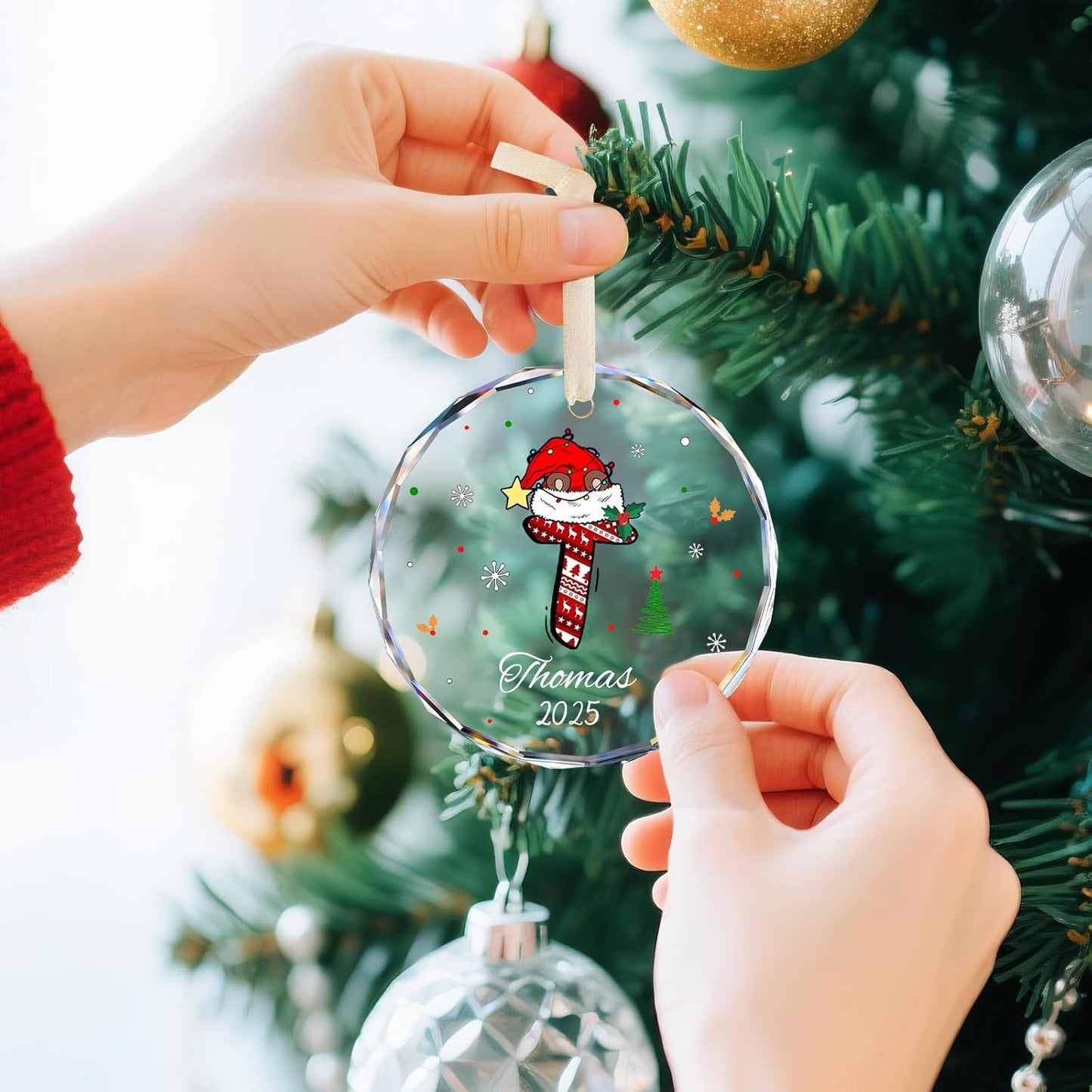 Personalized Christmas Ornaments 2025, Name Ornaments for Christmas Tree, Custom Initial Christmas Ornament for Kids and Adults, Stocking Name Tags