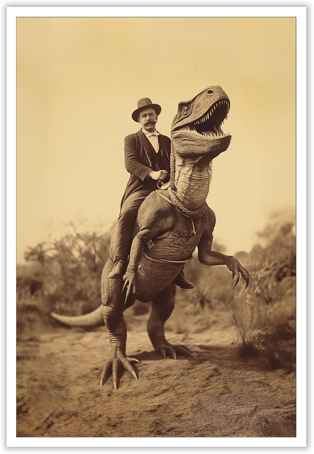 Generic Goth Decor Antiqued Wicca Art Poster Dark Academy Dinosaur And Cowboy Canvas Wall Art Horror Posters Spooky Indoor Art Family Bedroom Office Space Decor 16X24inch Unframed