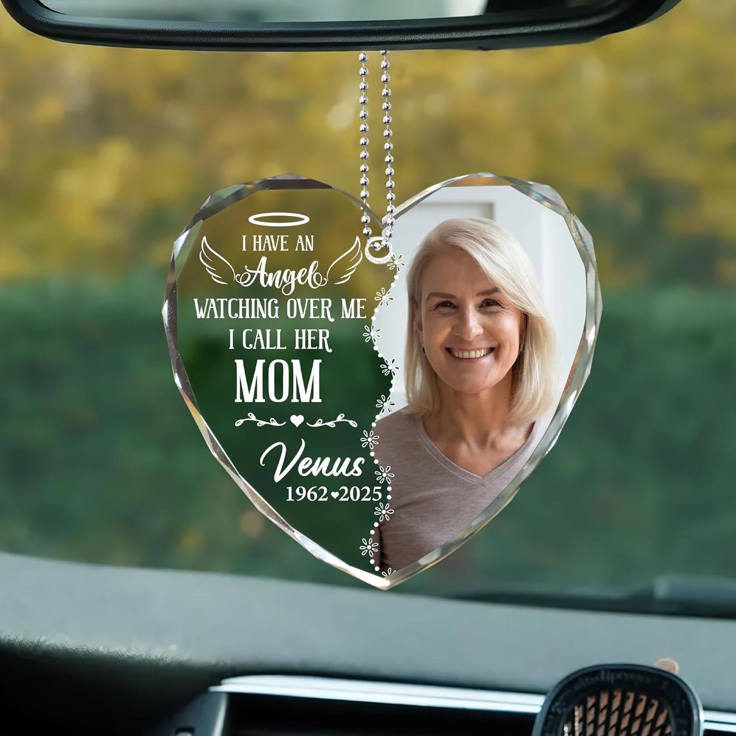 2025 Personalized Memorial Hanging Glass Ornament - Christmas, Birthday, for Loss of Mom or Loved One - Custom Photo in Loving Memory Keepsake Decoration