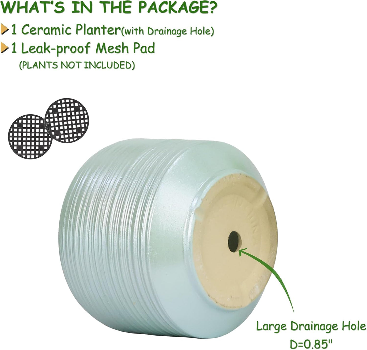 10 Inch Ceramic Plant Pot with Drainage – Large Flower Pot for Indoor Outdoor Plants, Modern Decorative Planter for Patio, Balcony, Garden, or Home Decor