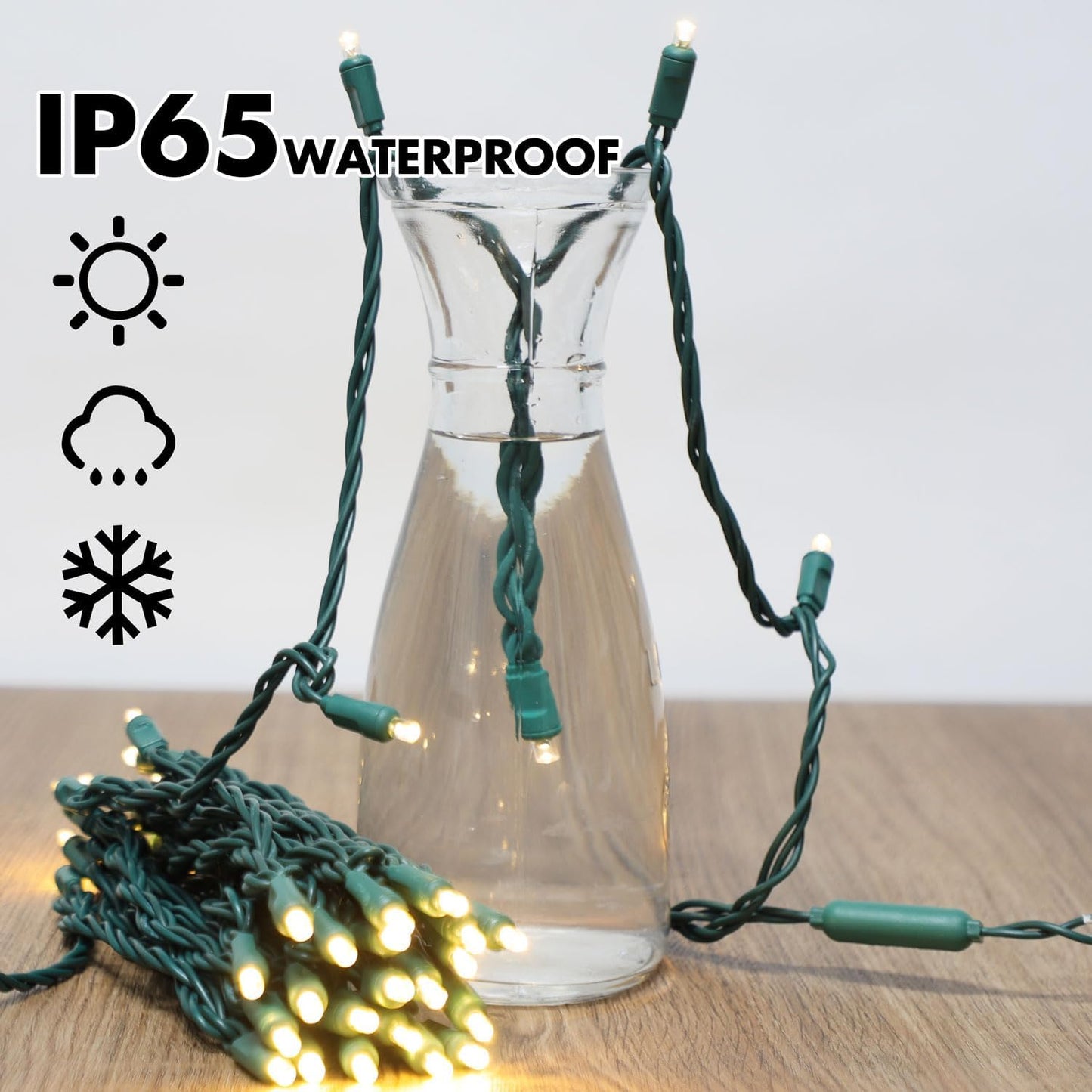 1200LED (24pk of 50L) String Lights, LED Christmas Lights, 6" SPACING,Green Wire,Warm White