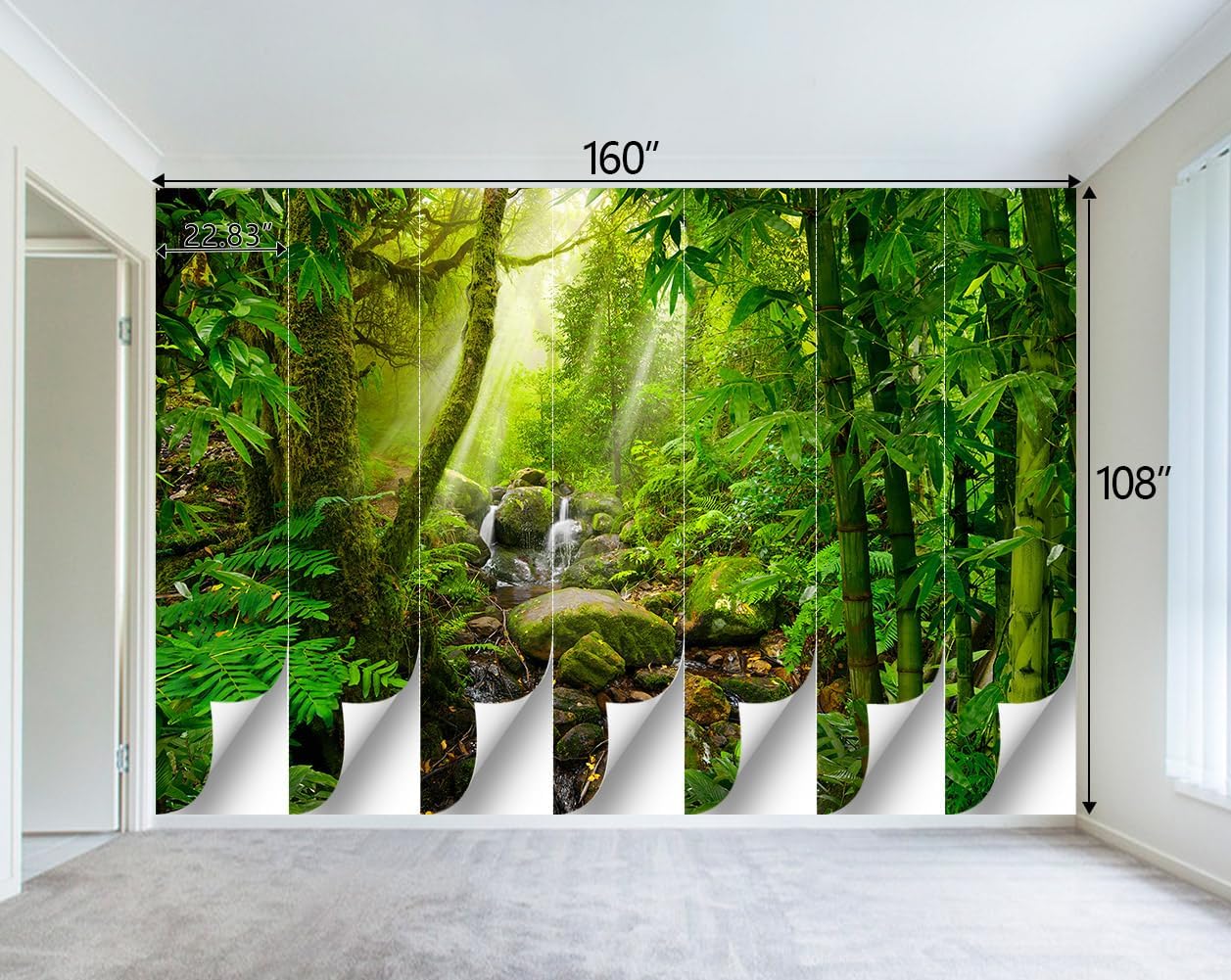 Green Forest Tropical Rainforest wallpeper Living Room Bedroom Nature Jungle Landscape Office Woodland Scenery Tree Wall Mural - 160"x108"（Not Peel and Stick）