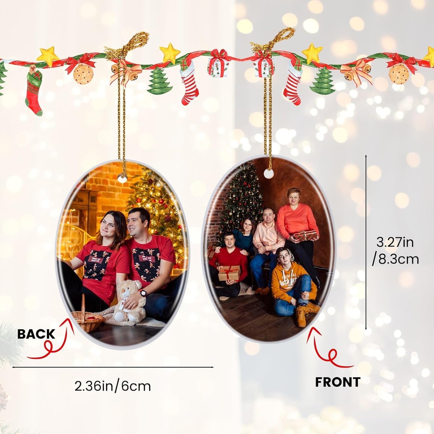 Personalized Christmas Ornaments 2025 Customized with Photo Text Ornament Keepsake Pet First Christmas Ornament Bulk Custom Ceramic Xmas Tree Decorations,Oval