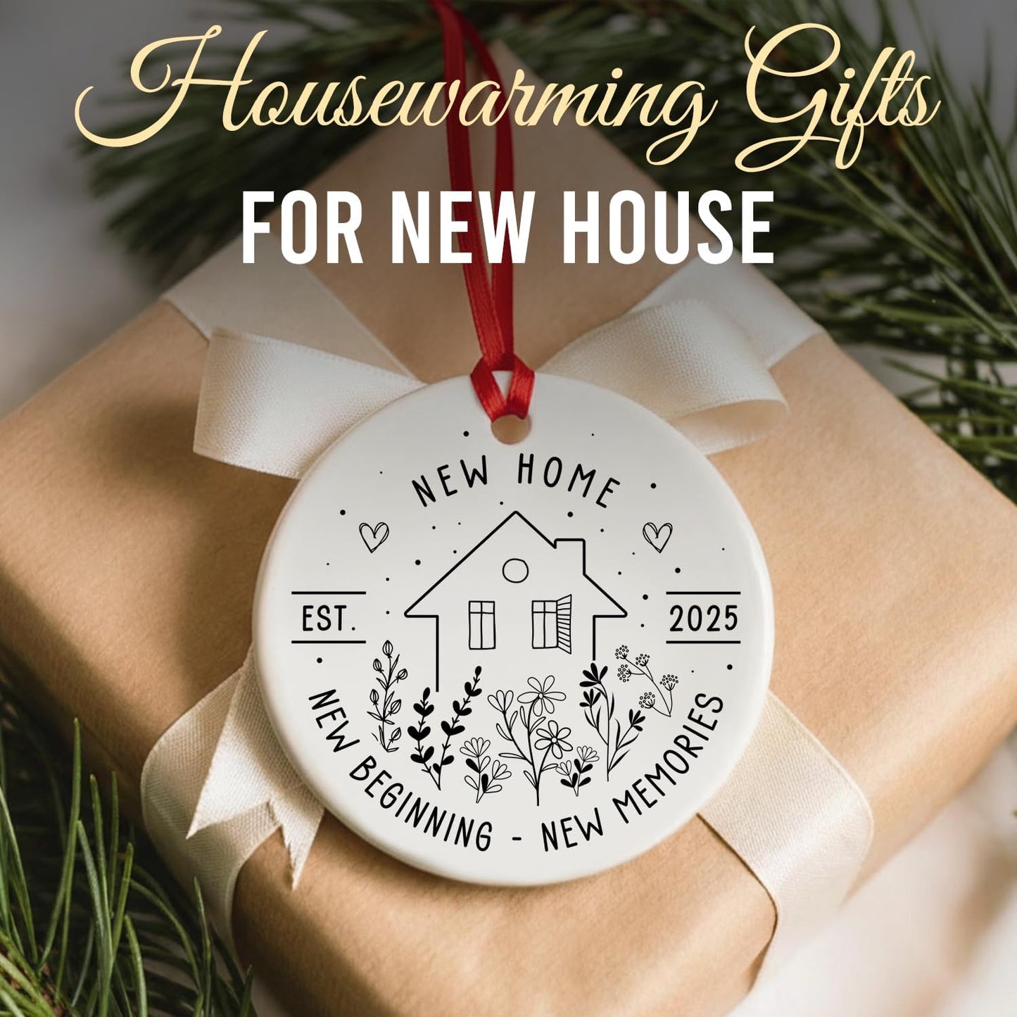 New Home Ornament 2025 - House Warming Gifts - New House Gift Ideas - New Home Christmas Ornament - Gift for New Homeowner, Couple, Women, Men - Ceramic Ornaments