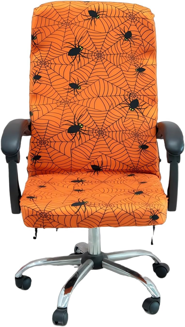 Halloween Office Chair CoversHorror Bloody Handprints Footprints on White Horror Theme Print Stretchable Slipcover for Modern Simplism Style High Back Boss Chair(No Chair) (Halloween07, L)…