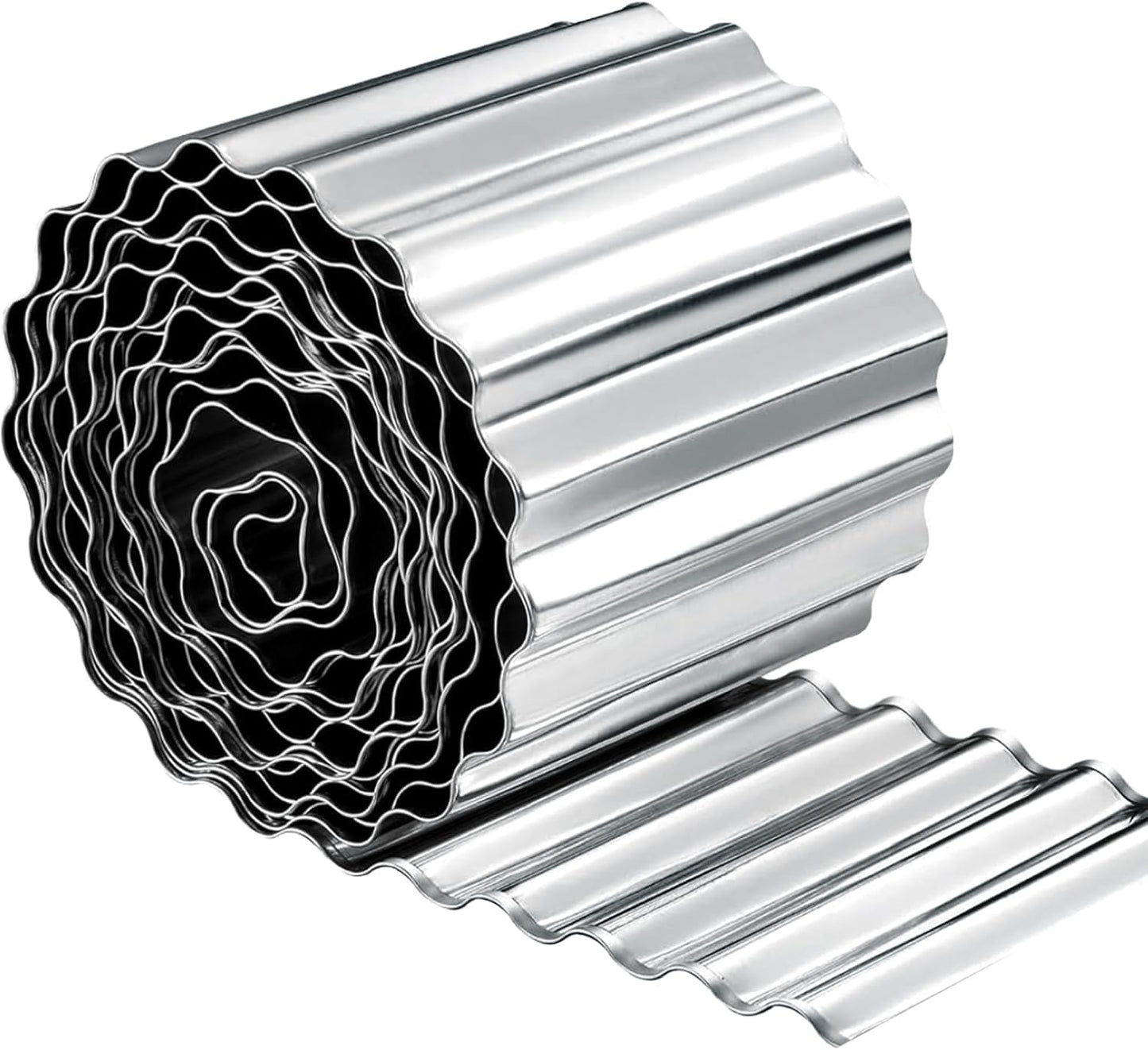 Garden Edging, Corrugated Garden Edging Border Metal Landscaping Edging Border Suitable for Flower Bed and Lawn Edging (6 Inch x 20 FT, Silver)