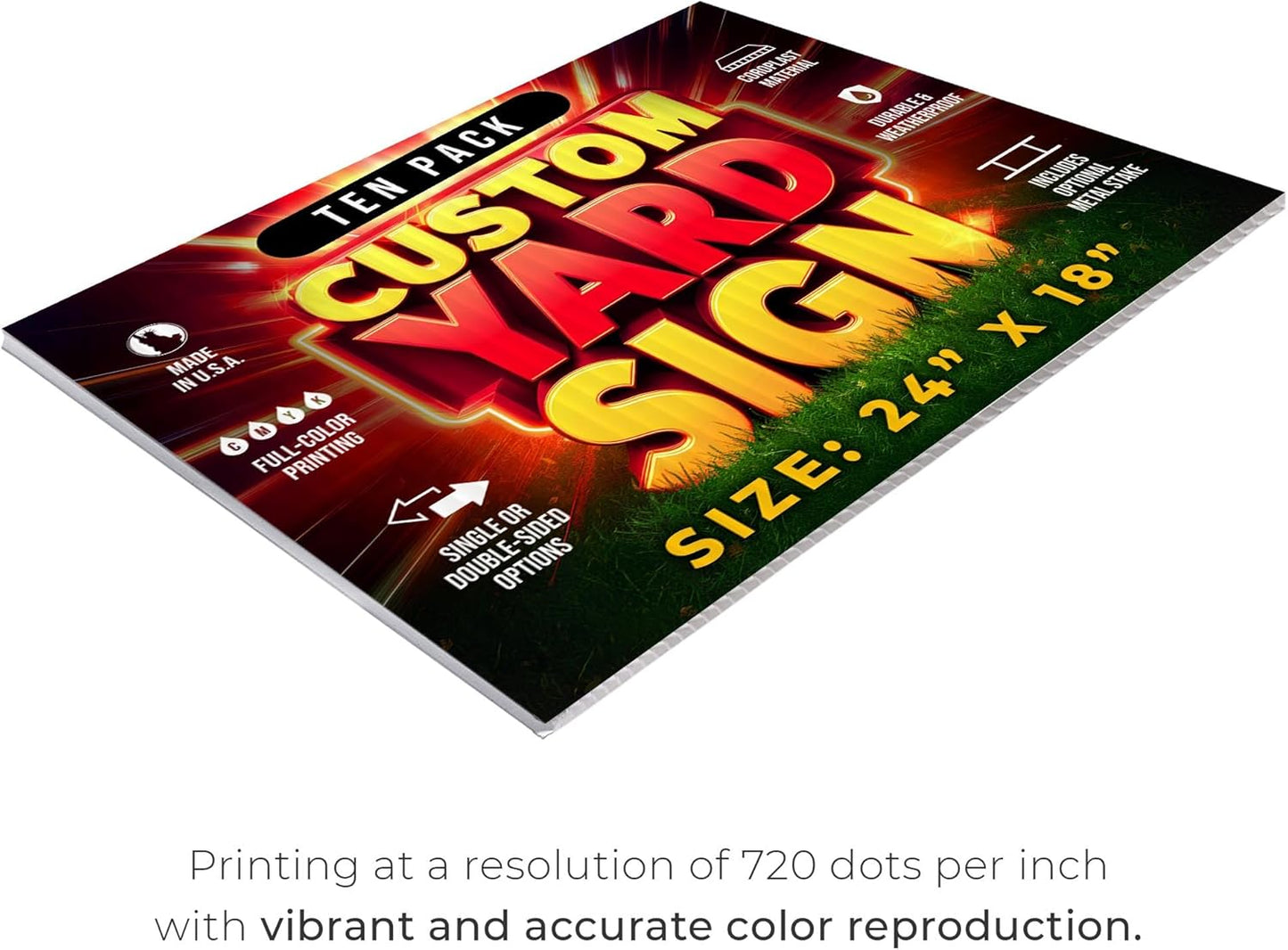 10 Pack 24"x18" Custom Yard Signs with Stakes, Personalized Yard Signs for Outdoors, Customized Full Color Print Corrugated Signs for Business