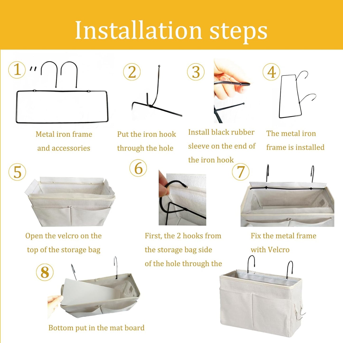 Bedside Caddy Organizer/Bedside Hanging Storage Bag Multi-Function Caddy for Bunk bed Hospital Beds Dorm Bed Rails, Holders Books Glasses Phones Magazine(White)