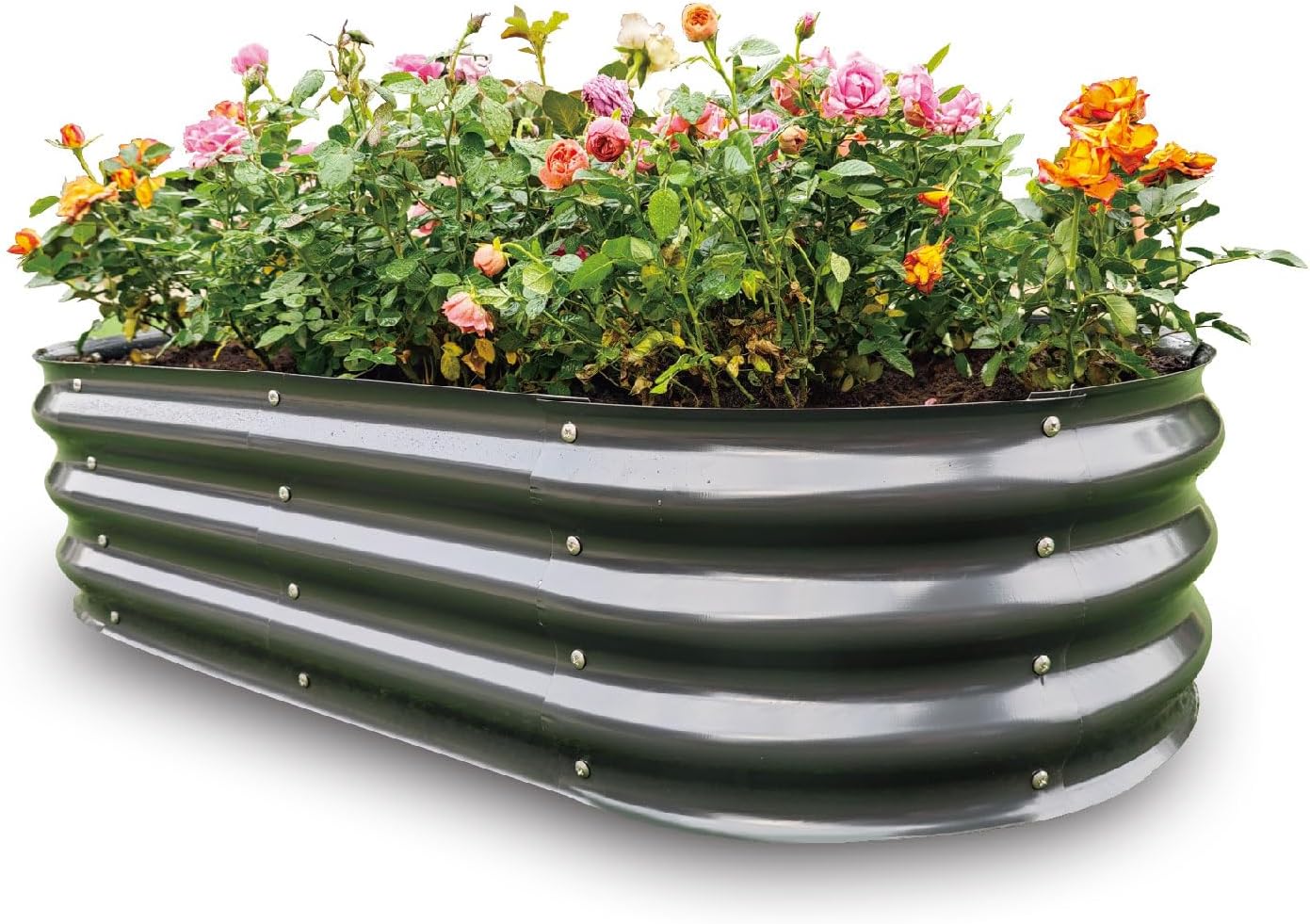 Gardmax Galvanized Raised Garden Bed, Lightweight Planter Boxes Outdoor with Easy Assembly, Large Garden Bed for Vegetables, Fruits, Flower Dark Grey