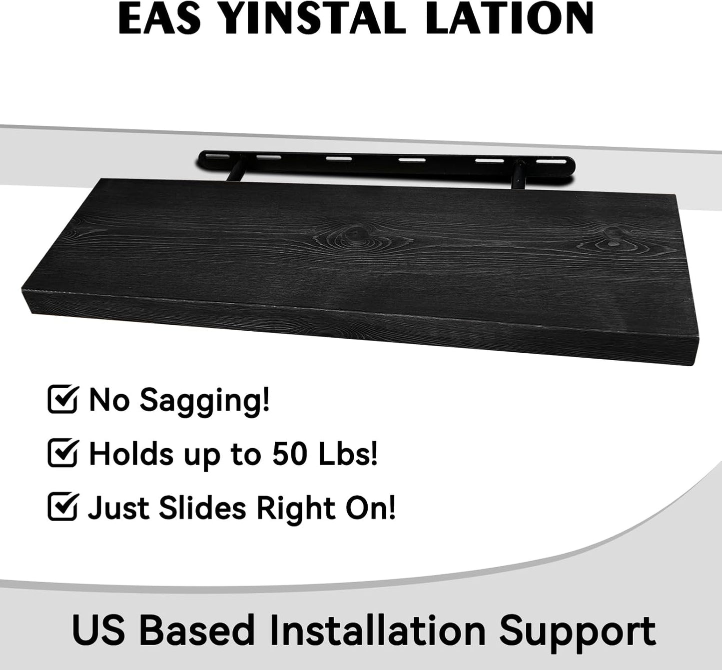 BGMG Wood Floating Shelves for Wall 30 inch Set of 2,Black Floating Shelves,Solid Wood Wall Mount Shelves for Bathroom Living Room Bedroom Kitchen Farmhouse -30x 6.7 x1.25 inch