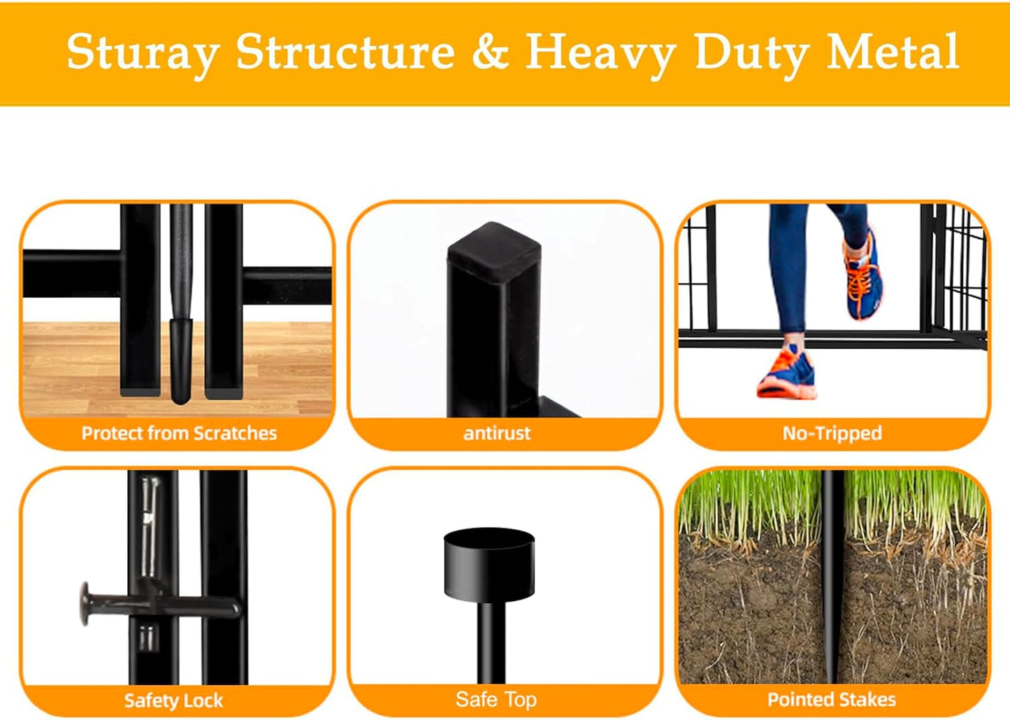 Garden Fencing 40 inch High, 8 Panels Total 17.7 Ft(L), Gate 17.7 Inches Wide with Low Sills, Dog Fence Outdoor for Yard. Rabbit Fence for Garden, Large Dog Pen, Border Fencing for Flower Beds