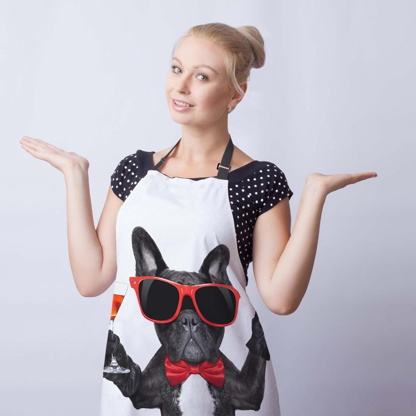 Garden Apron for Men French Bulldog Dog Funny Aprons for Women for Kitchen Cooking Restaurant BBQ Painting Crafting Gardening 27” (W) x 31” (H), Waterproof Apron