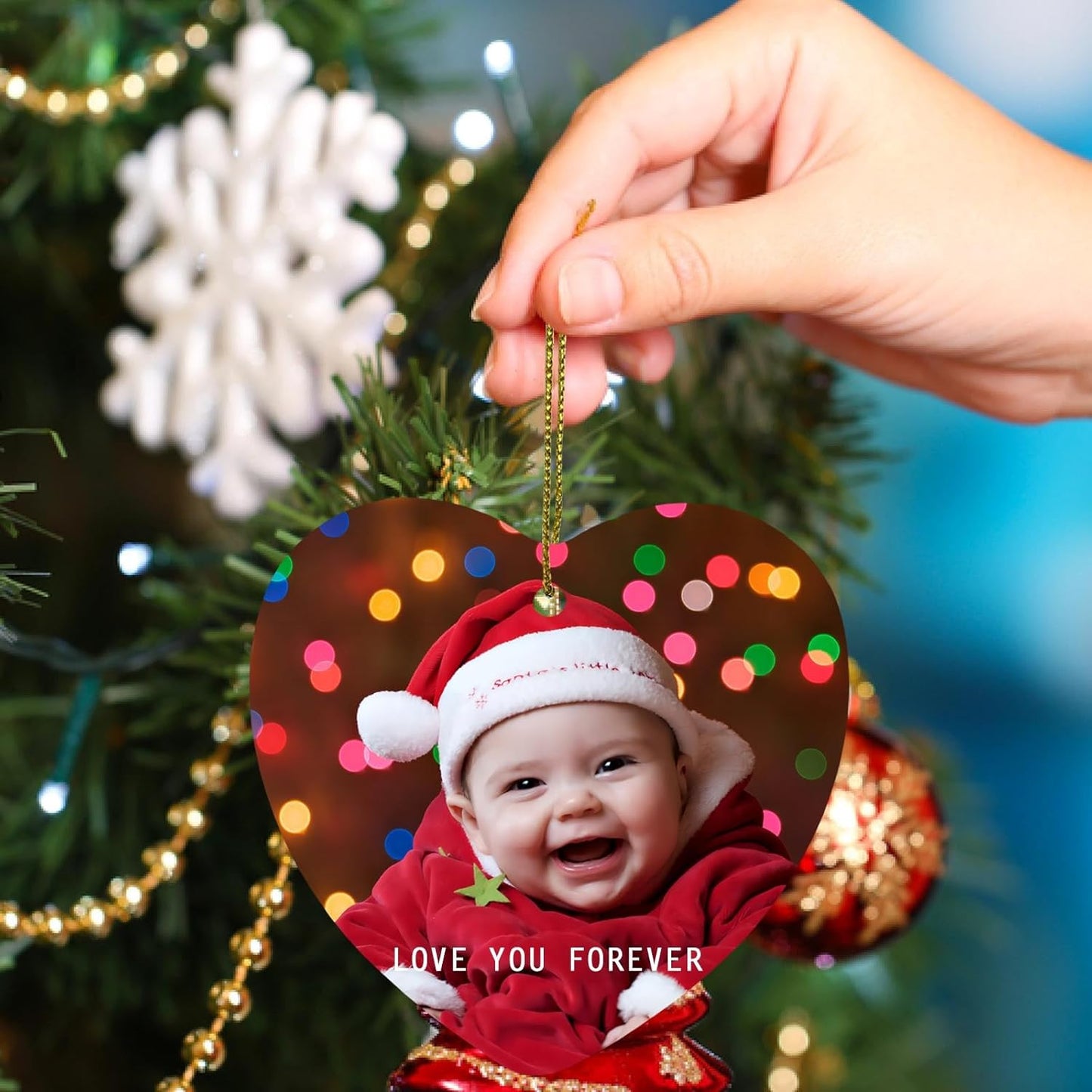 Personalized Christmas Ornaments,2025 Ceramic 3” Photo Frame Ornament w/Any Picture and Text - 3 Shape Options,Double Sided - Custom Xmas Ornament Picture Frame for Christmas Tree,Xmas Ornaments