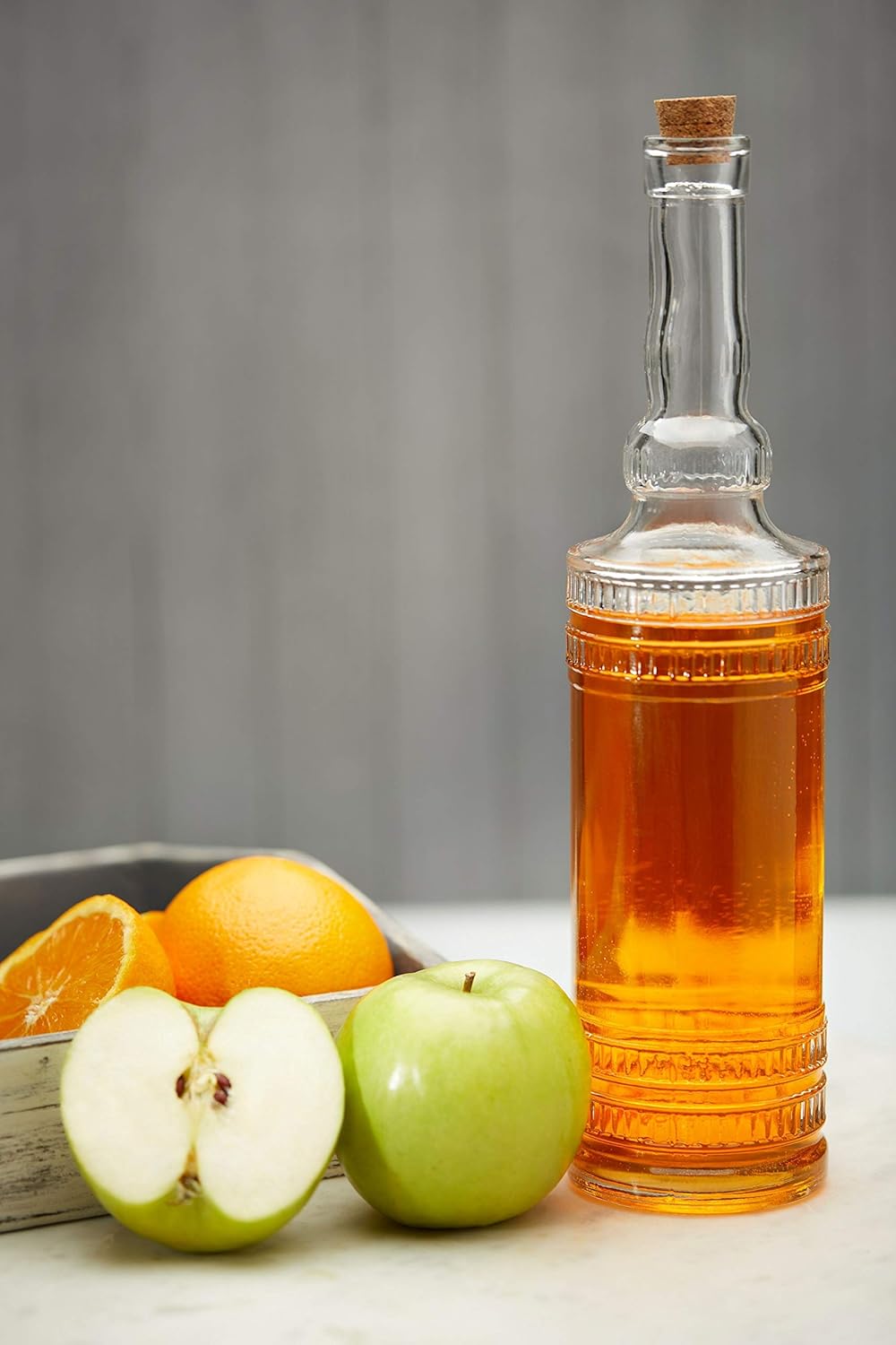 Large Clear Decorative Glass Bottle with Spout and Cork, 32oz, 1 Bottle - Design: EPLI (3in X 11.9in)