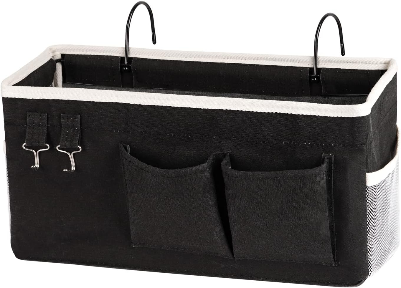 Bedside Storage Caddy/Bedside Hanging Storage Bag for Headboards Bunk Beds Dorm Rooms Book Phone Magazine Holder (Black)