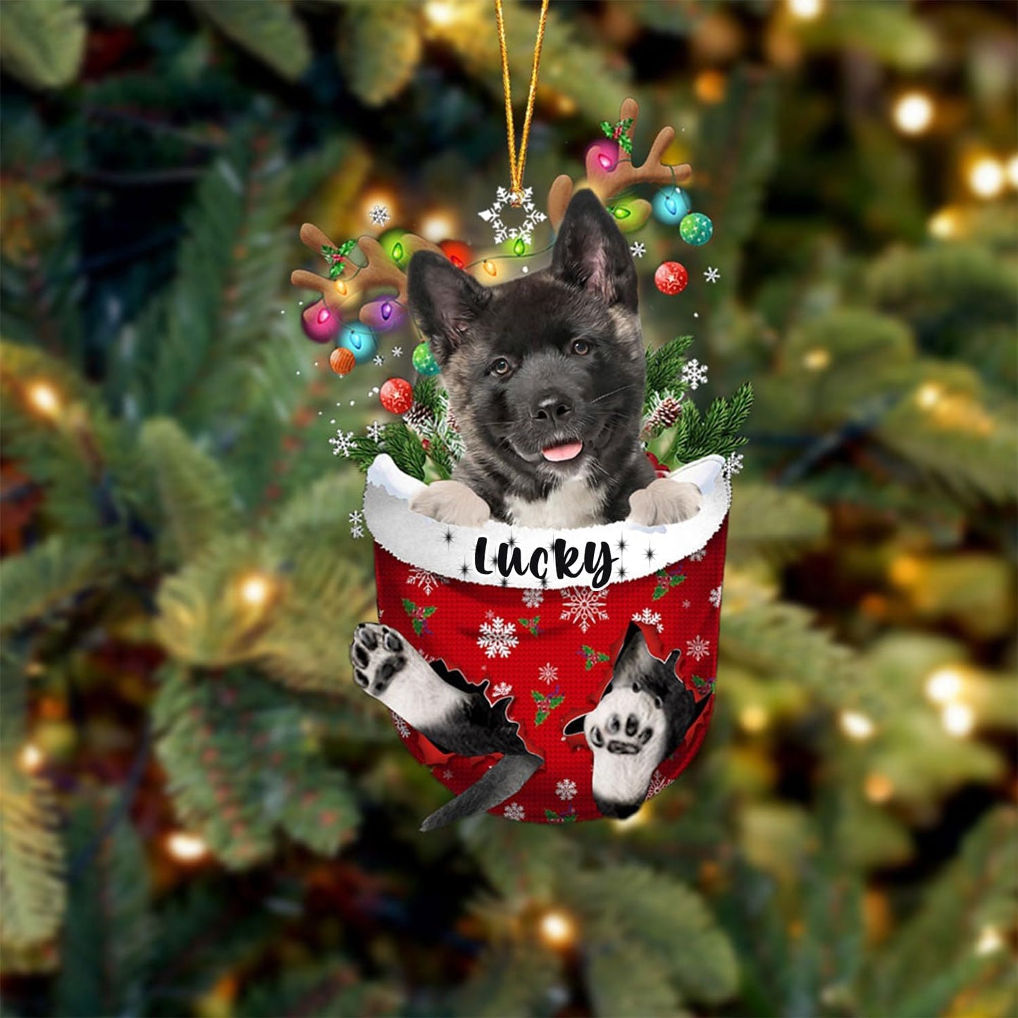 Akita Dog Christmas Ornament, Akita in Snow Pocket Christmas Tree Ornament, Dog Lovers Gift Idea Xmas Decor, Christmas Decorations for Tree, Christmas Ornament Gift for Dog Lovers