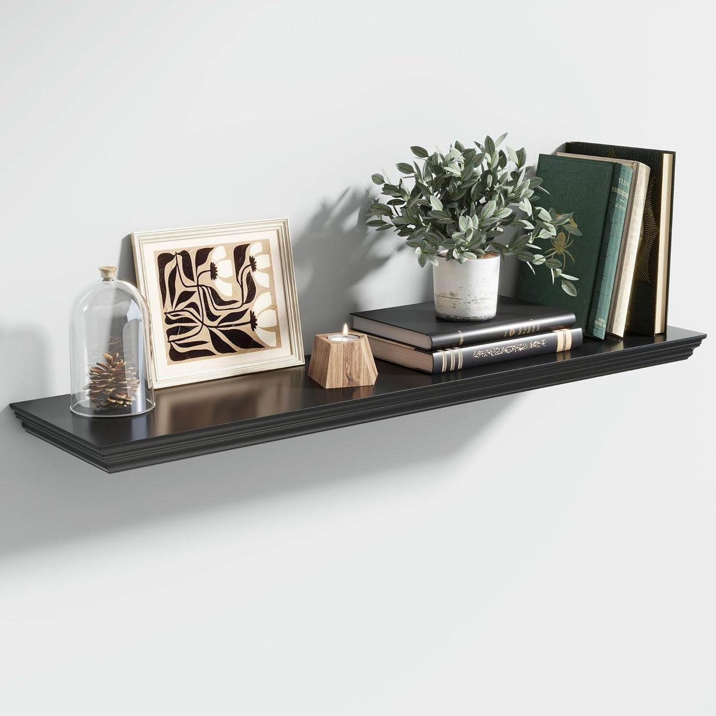 Floating Shelves for Wall, 36 Inch Long Wall Mounted Black Hanging Shelf for Kitchen, Living Room, Office, Bedroom, Bathroom, Retro Vintage Wood Bookshelf for House Decor