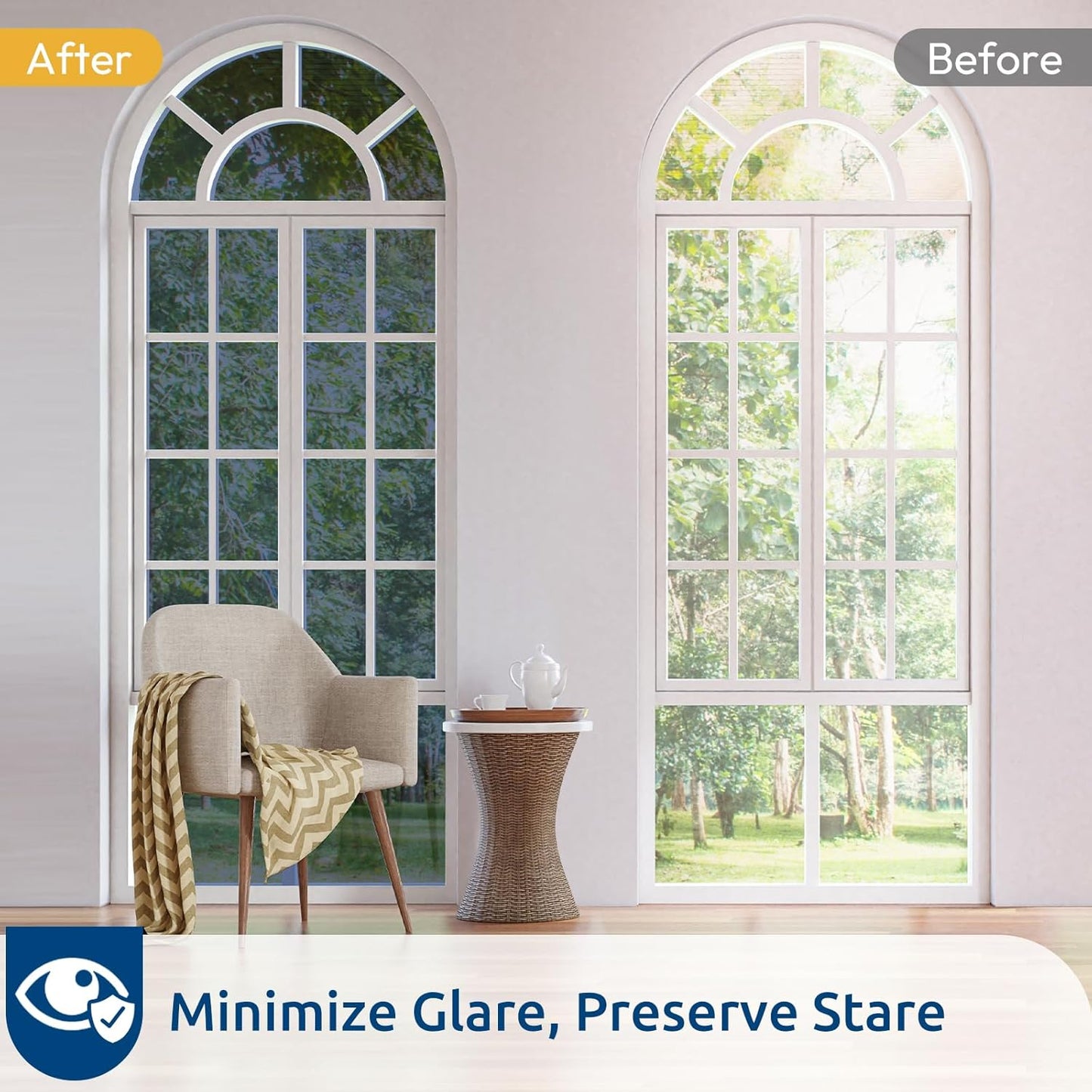 rabbitgoo Window Privacy Film One Way Window Tint for Home, Removable Reflective Heat Sun Blocking Anti UV Glass Door Covering, Mirror Tinting Film House Office, 17.5 in X 13.1 Feet, Blue Silver