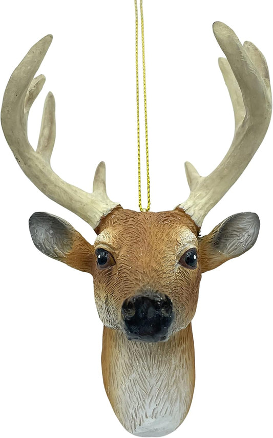 Deer Bust Head Hunters Antler Rack 8 Point Buck Hunting Christmas Tree Ornament