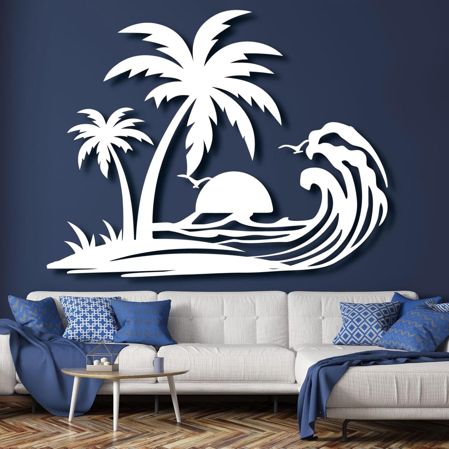 Palm Tree Metal Wall Decor,Palm Tree Metal Wall Art,Metal Palm Tree,Metal Palm Tree Wall Decor,Tropical Metal Wall Art,Beach Wall Decort,Metal Wall Decor (style 1,white,47 L" x 37 W" / 120 x 94 cm)