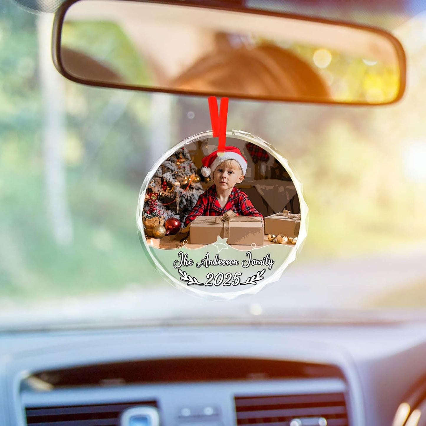 Personalized Christmas Ornaments, Custom Glass Ornament with Photo/Text/Date,Customized Christmas Tree Decor Gifts for Family, Dad, Mom, Him, Her, Couple