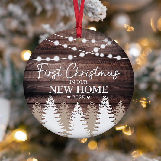 New Home Ornament 2025 - First Christmas in Our New Home Ornament - Housewarming Gifts for Women, Couples, Homeowners - First Home Gift Ceramic Christmas Ornament Keepsake, Home Décor 2025
