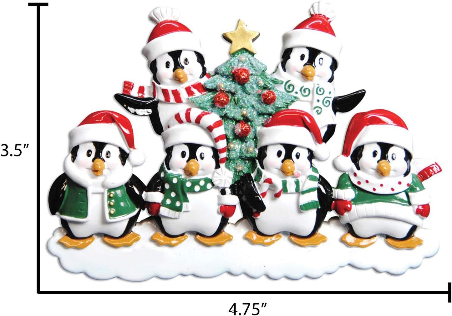 3D Penguin Family of 6 Ornament 2025 Personalized Family Christmas Ornaments 2025 | Snowy Xmas Tree Holiday Penguins Personalized Tree Ornaments for Grandchildren Siblings & Grandkids of Six Ornament