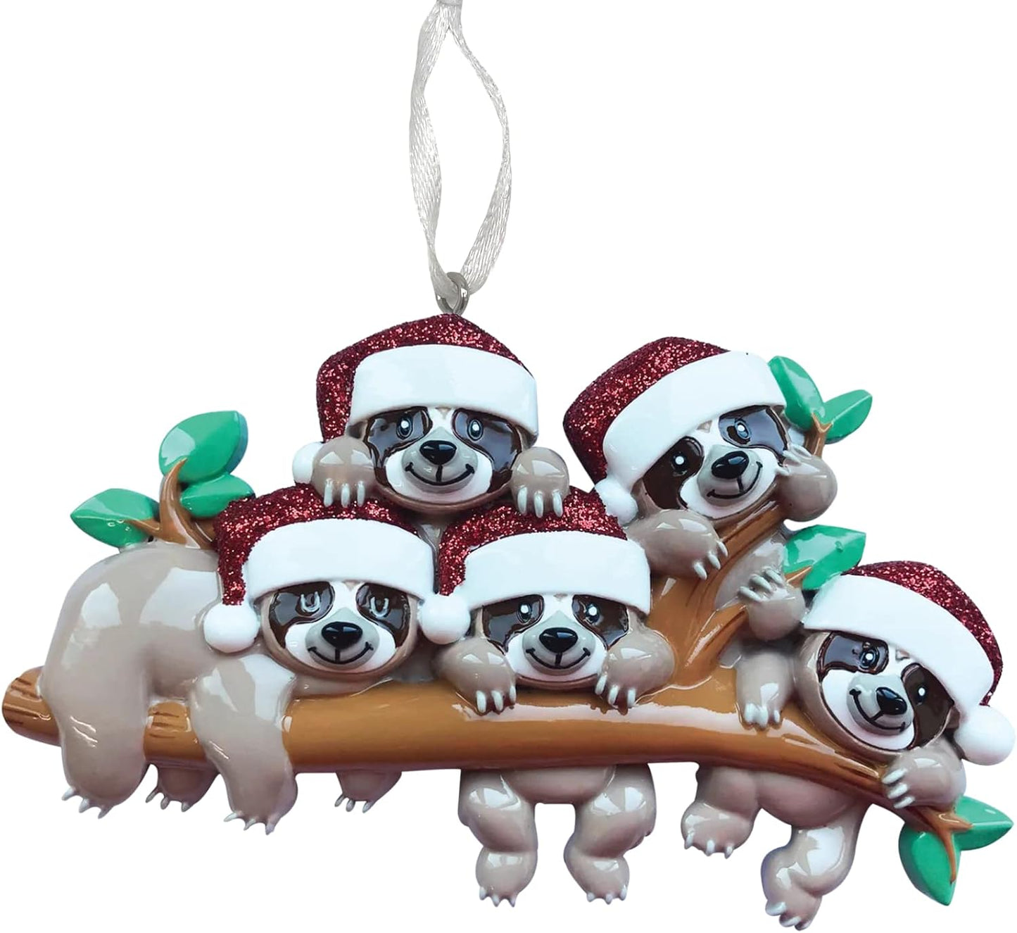 2025 Family Christmas Ornament – Personalized Ornament for Families – Custom Sloth Family Ornament – Holiday Tree Decoration Keepsake Gift (Family of 5)