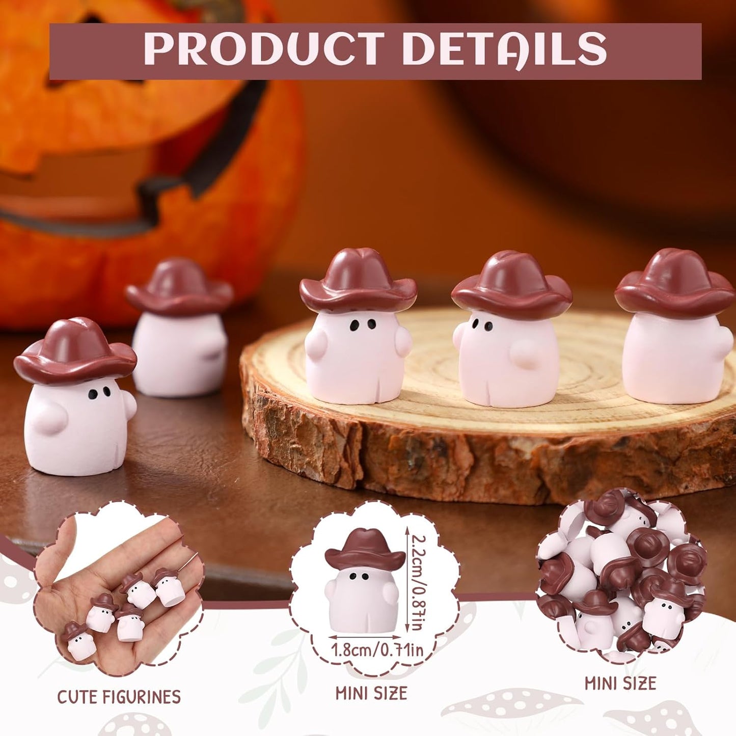 50 Pcs Halloween Mini Cowboy Figurines Resin Tiny Miniature Cowboy Figures for Halloween Party Outdoor Home Garden Decoration