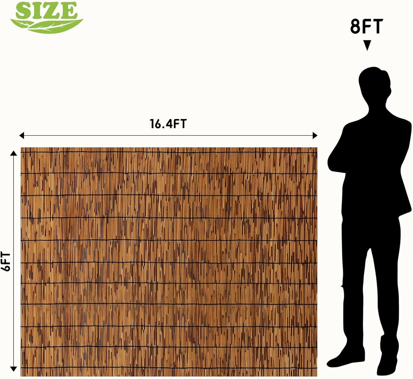 2 Pack Natural Reed Fence,6FT X 16.4FT Bamboo Fencing Privacy Reed Screening for Outdoor, Gallery, Restaurant, Hotel, Patio (Brown)