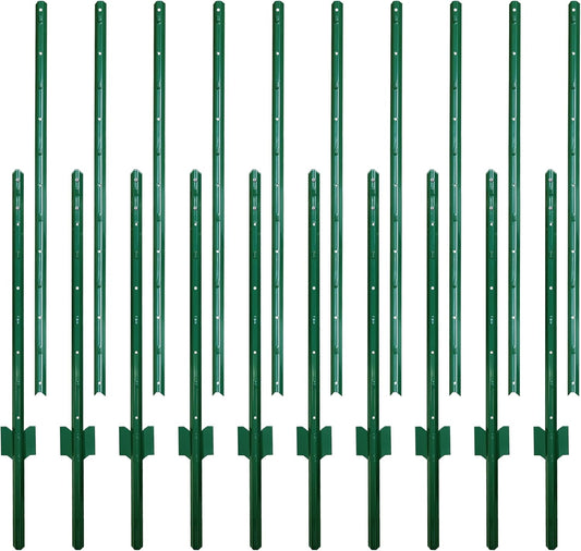 ARIFARO Sturdy Duty Metal Fence Posts 6 Feet assemblable,Pack of 10,No Digging Garden U Post for Wire Fencing Steel Poles for Yard, Outdoor