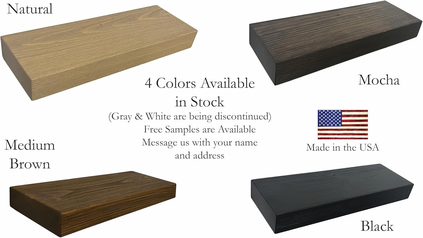 joelsantiques 36 Inch Wooden Floating Shelves for Wall - 36x6x2 in - Made of Natural Wood - Long Heavy Duty Rustic Wall Shelves for Bedroom - Perfect for Living Room, Kitchen - Mocha