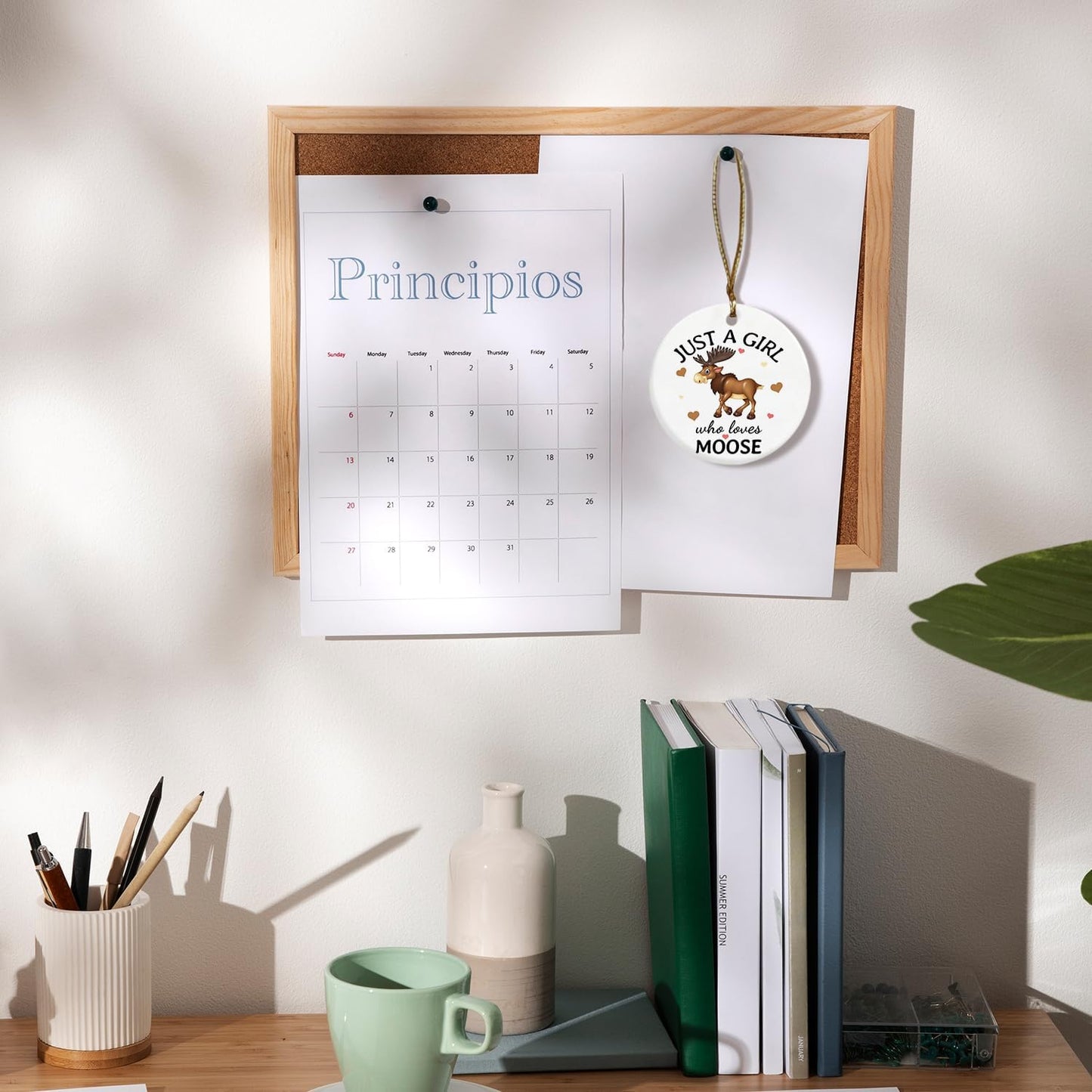 Christmas Moose Ornaments, Christmas Moose Gifts for Women, Moose Gifts for Moose Lovers, Just a Girl Who Loves Moose Ceramic Christmas Xmas Ornament Keepsake Decorations