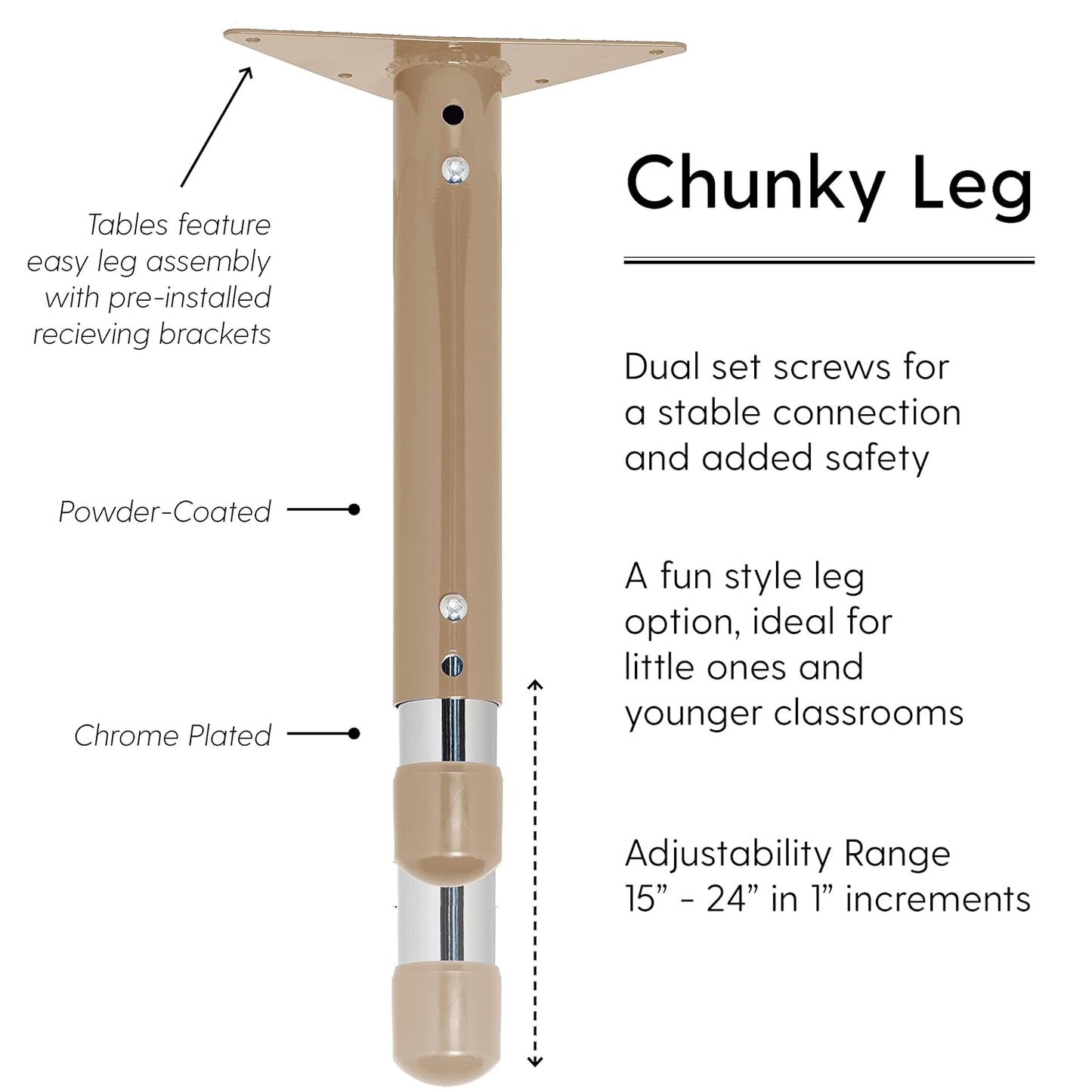 FDP Rectangle Activity School and Classroom Kids Table (30 x 72 inch), Chunky Sand Toddler Leg, Adjustable Height 15-24 inches - Maple Top and Maple Edge
