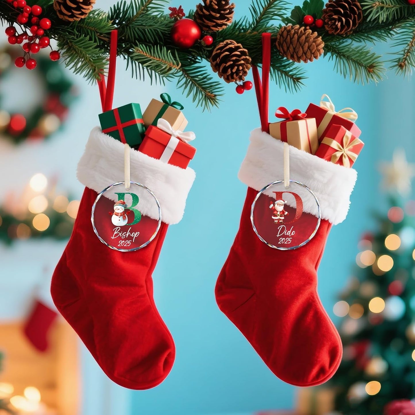 Name Ornaments for Christmas Tree, Personalized Christmas Ornaments 2025, Custom Initial Ornaments Letter Keepsake Gifts, Xmas Tree Decorations, Stocking Name Tags