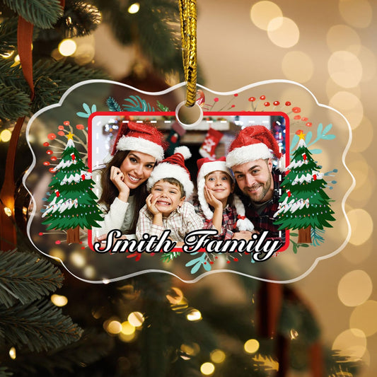 Personalized Crystal Photo Ornaments, Christmas Tree Hanging Decor, Custom Ornaments for Family, Decorative Hanging Glass Pendant, Design Own Picture, Gifts for Christmas, Butterfly Shape